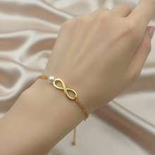 Minimal Elegant One Pearl Infinity Bracelet