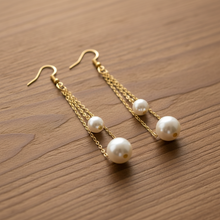 Double Chain Pearl Earrings
