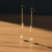 3 & 1 Pearl Chain Drop Earrings