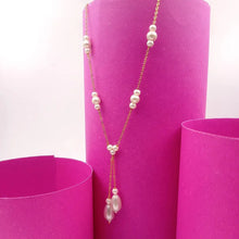 Triple Pearl Drop Y-Chain Necklace