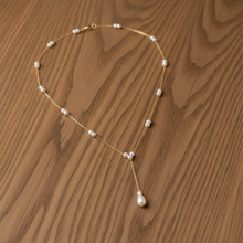 Dual Pearl Drop Y-Chain Necklace