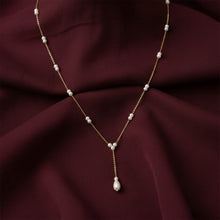Dual Pearl Drop Y-Chain Necklace