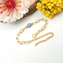 Oval Evil Eye Paperclip Chain Bracelet