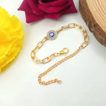 Round Evil Eye Paperclip Chain Bracelet