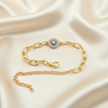 Round Evil Eye Paperclip Chain Bracelet
