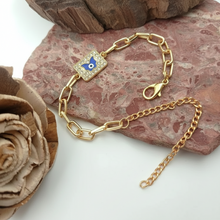 Square Evil Eye Paperclip Chain Bracelet