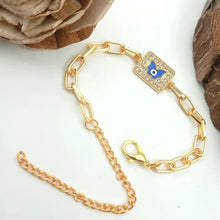 Square Evil Eye Paperclip Chain Bracelet