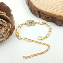 Square Evil Eye Paperclip Chain Bracelet